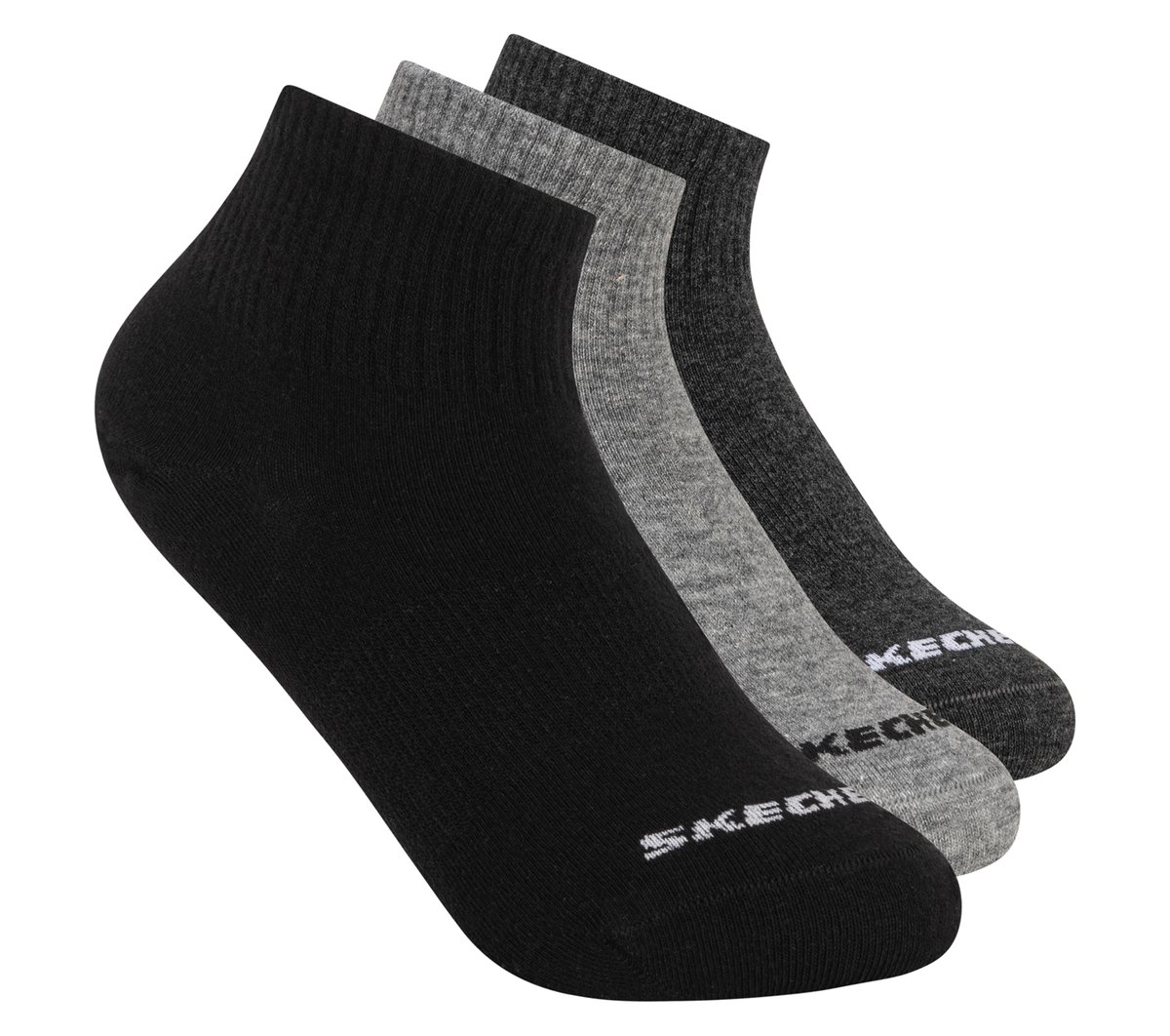 Skechers 3 Pack Boys' Quarter Crew Cotton Socks