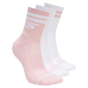 Skechers 3 Pack Women's Performance Pickleball Varsity Stripe Low Crew Socks