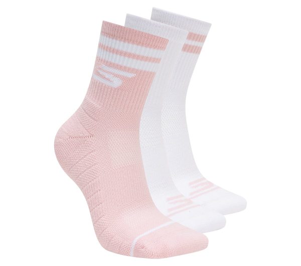 Skechers 3 Pack Women's Performance Pickleball Varsity Stripe Low Crew Socks