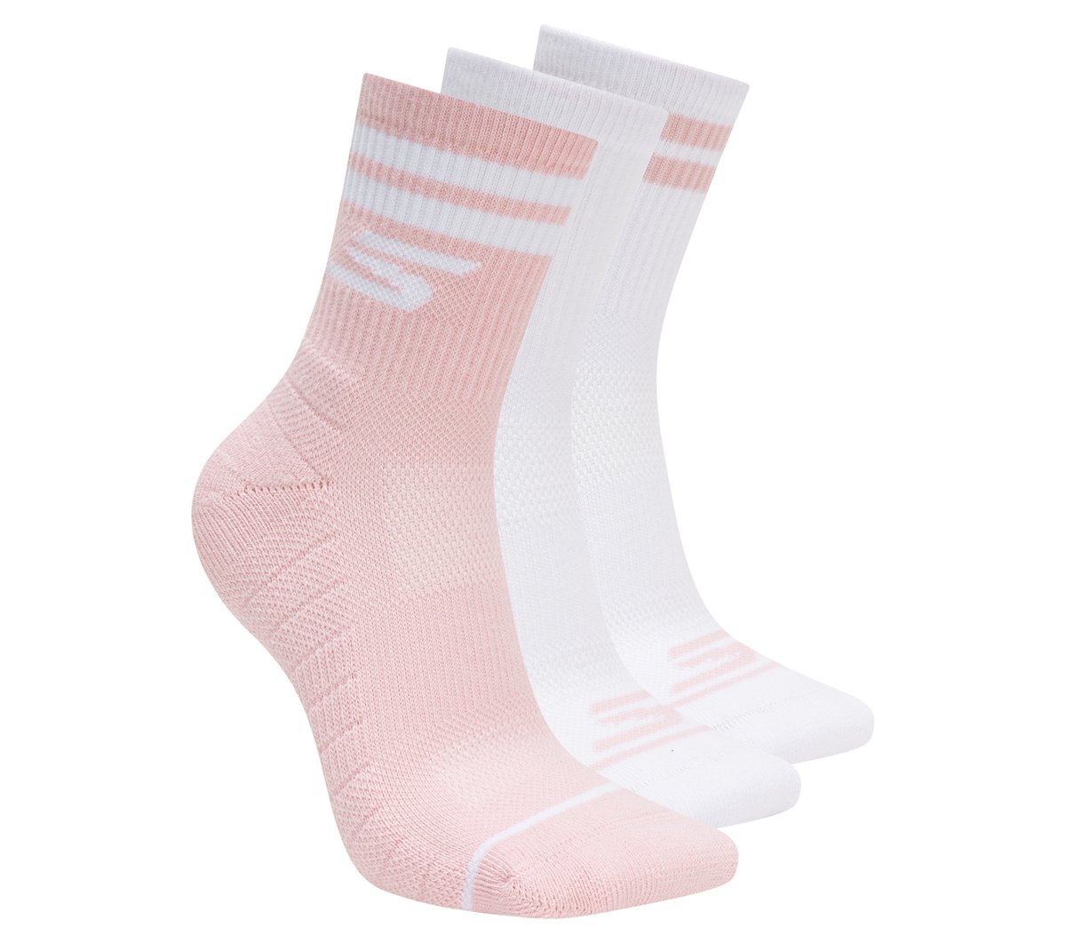 Skechers 3 Pack Women's Performance Pickleball Varsity Stripe Low Crew Socks