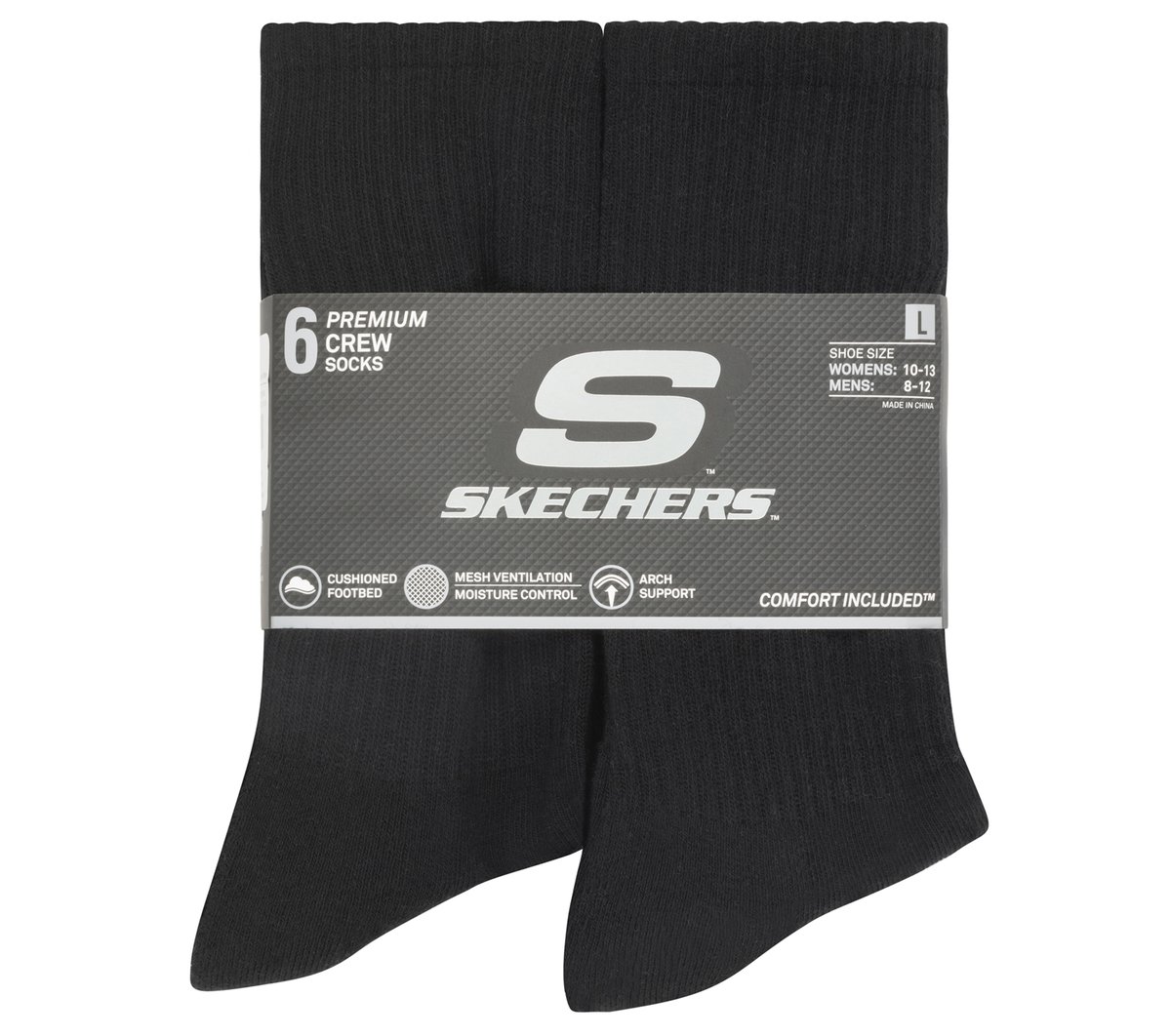 Skechers 6 Pack Large Core Crew Socks