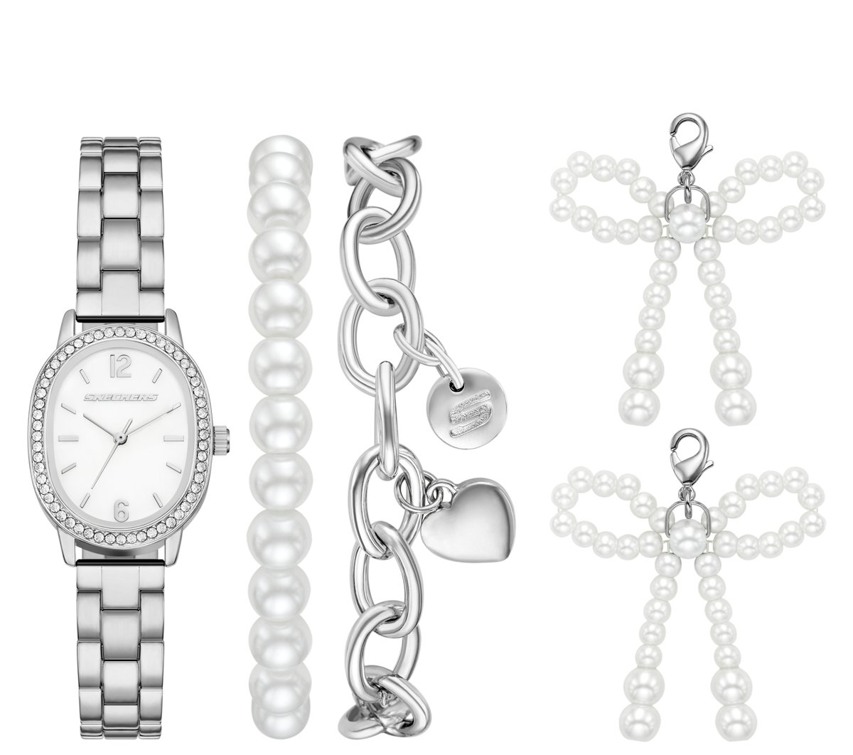 Skechers Charm Pearl Bows Watch Set