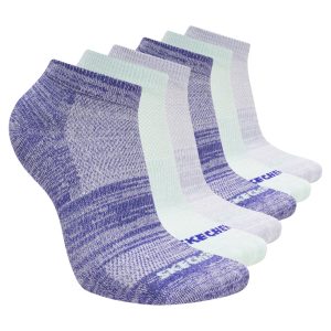Skechers 6 Pack Girls' Low Cut Color Stripe Socks