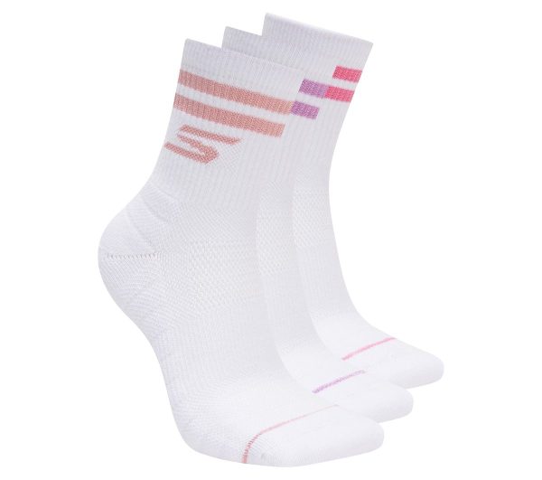 Skechers 3 Pack Women's Performance Pickleball Varsity Stripe Low Crew Socks