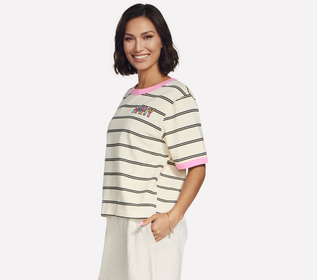 Skechers Britto: Hearts Striped Ringer Tee